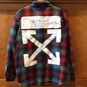 OFF-WHITE PLAID BUTTON SHIRT JACKET